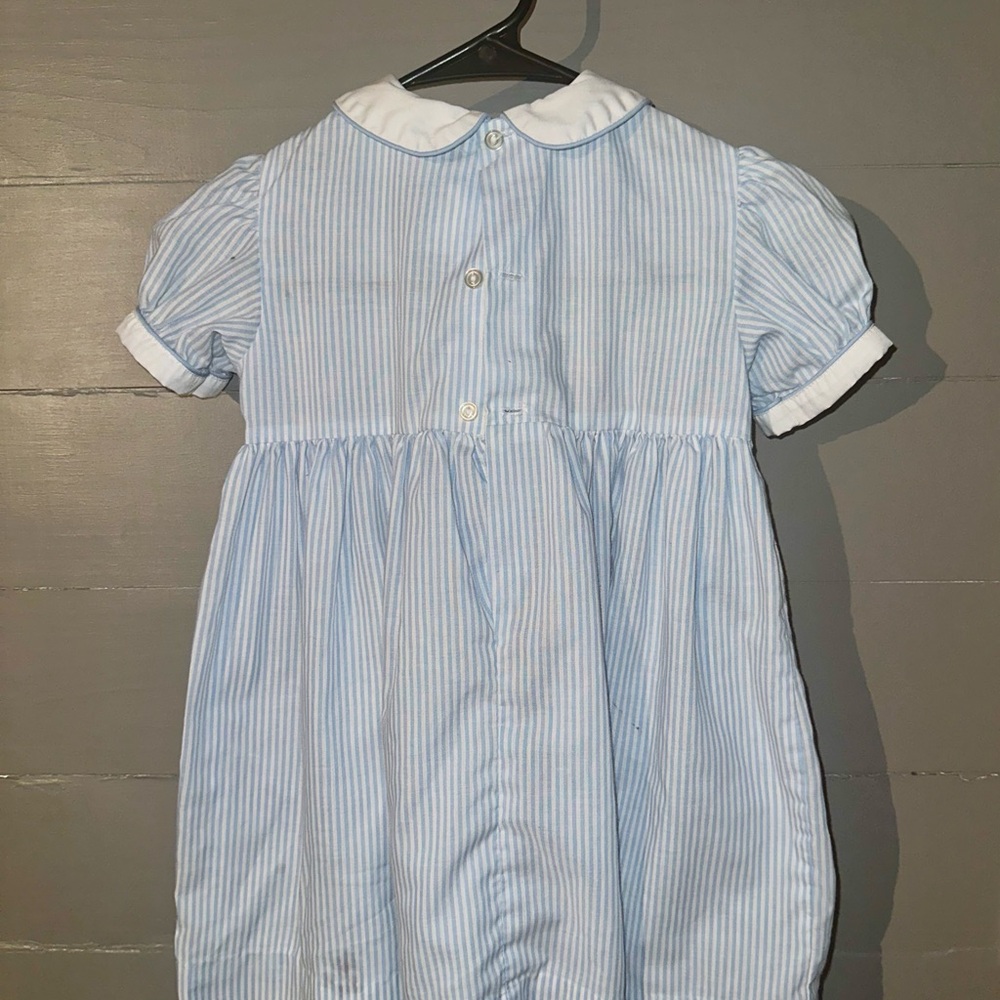White and Blue Striped Baby Dress